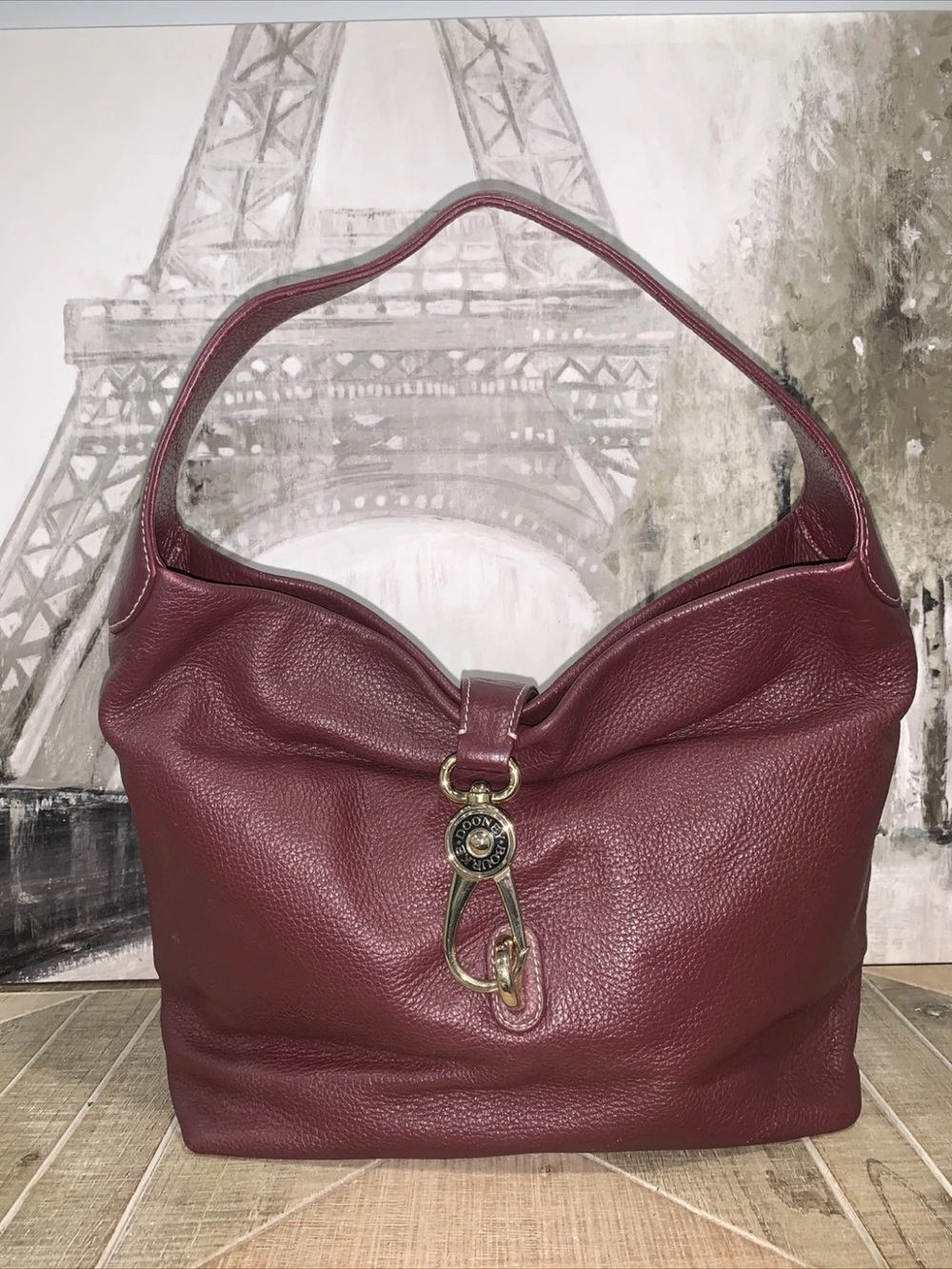 ❤️💜Dooney & Bourke Women's Leather Hobo Bag Boudreaux- Classic Shoulder Tote